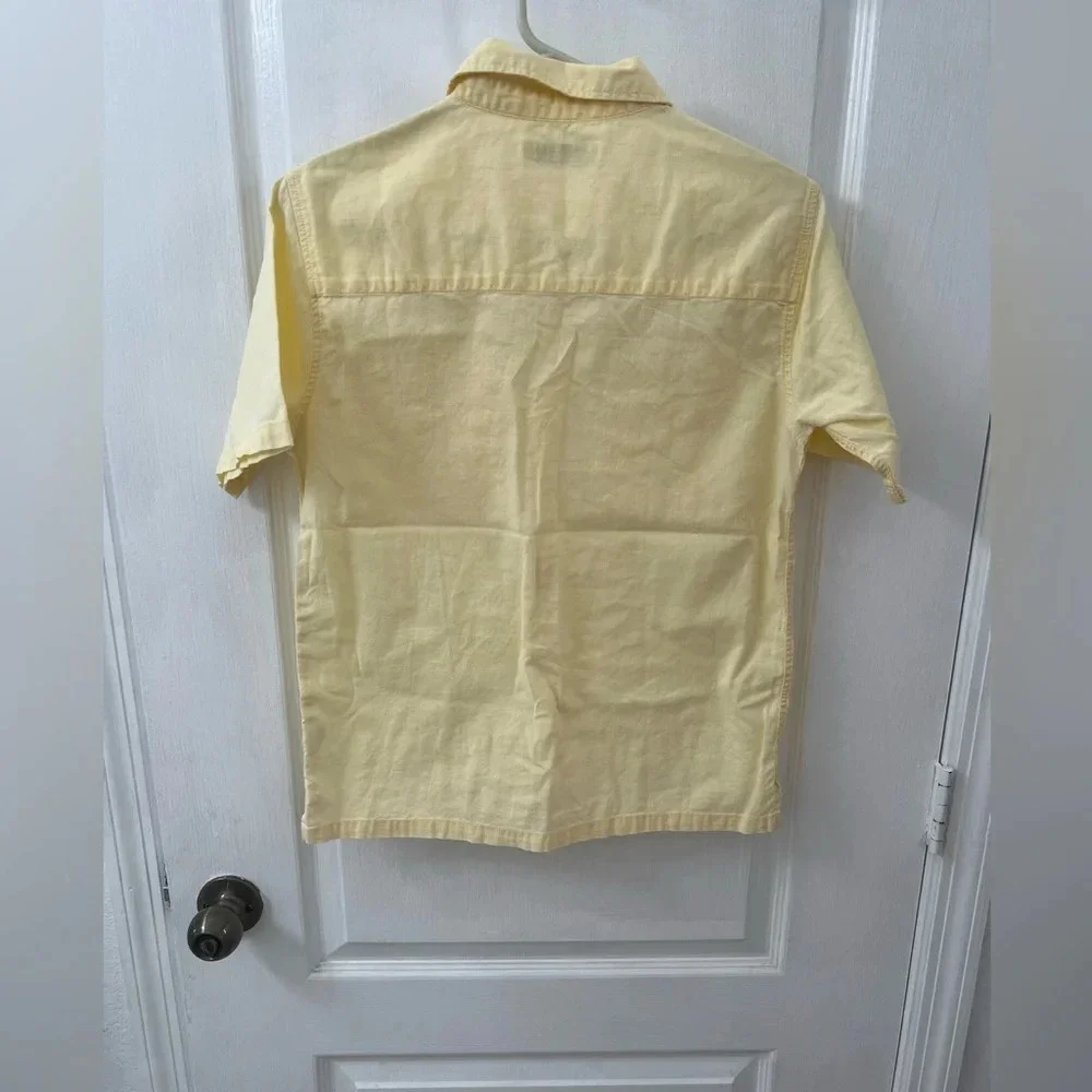Zara Boys Linen Blended Cotton Yellow Pocket Shirt (Size 11-12)